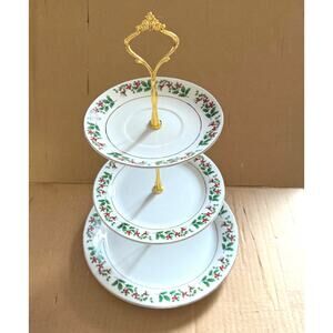 Serving Trays Christmas Charm Delight Holiday Harmany by Gibson 3 Tier